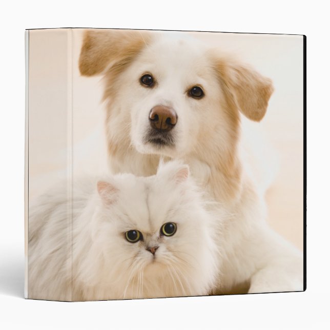 Studio shot of cat and dog 3 ring binder (Front/Spine)