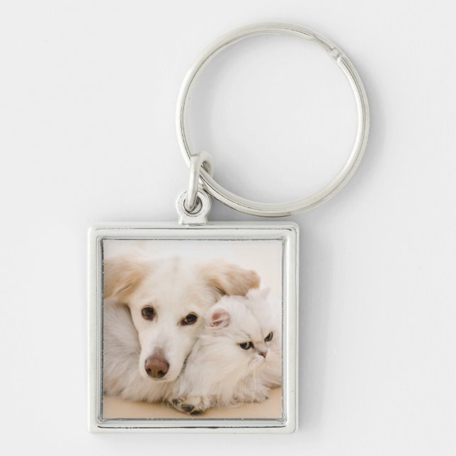 Studio shot of cat and dog keychain (Front)