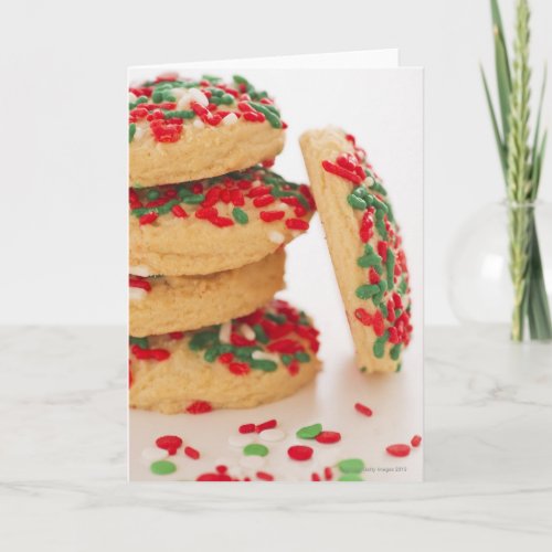 Studio Shot of Christmas Cookies with sprinkles Holiday Card