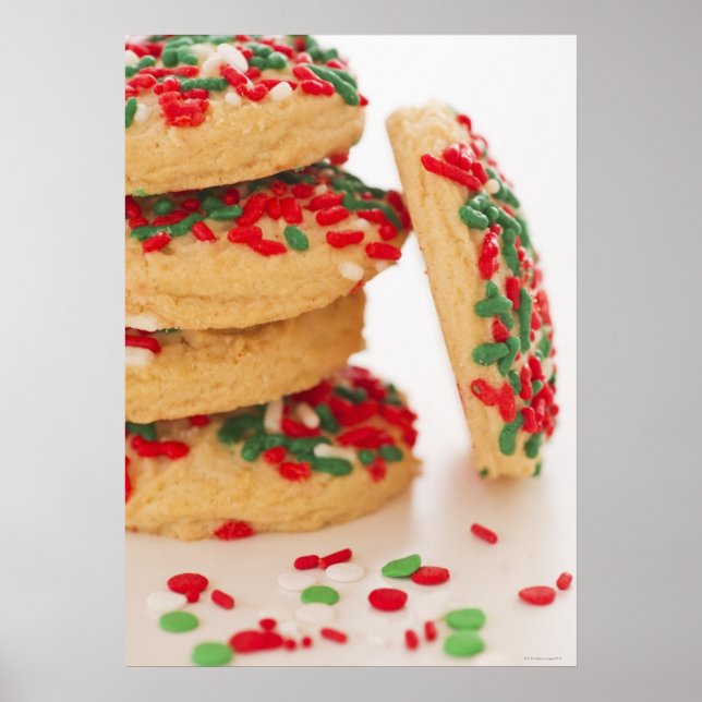 Studio Shot of christmas cookies with sprinkles Poster (Front)