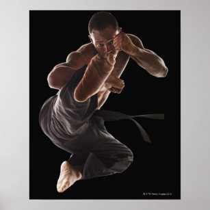 Studio shot of martial arts practitioner in poster