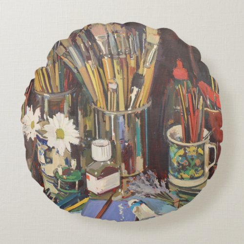 Studio Still Life 2012 Round Pillow