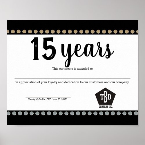 Studs universal employee anniversary certificate poster