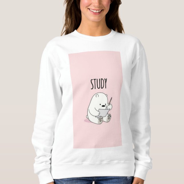 Study bear women sweater | everyday women sweater  (Front)