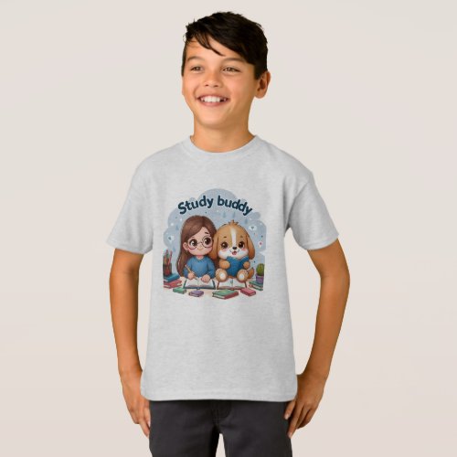 Study Buddy Kids T_Shirt