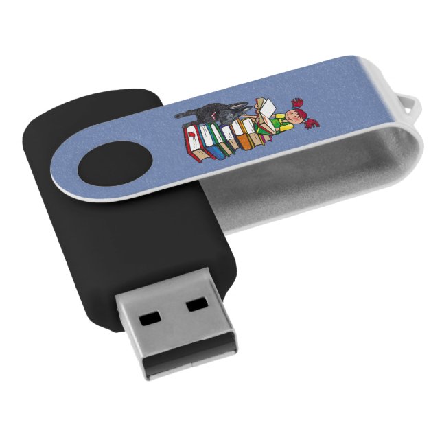 Study Buddy Puppy with School Girl on Books Flash Drive (Angled)