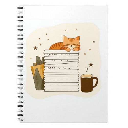 Study Cat Coffee Stack Notebook