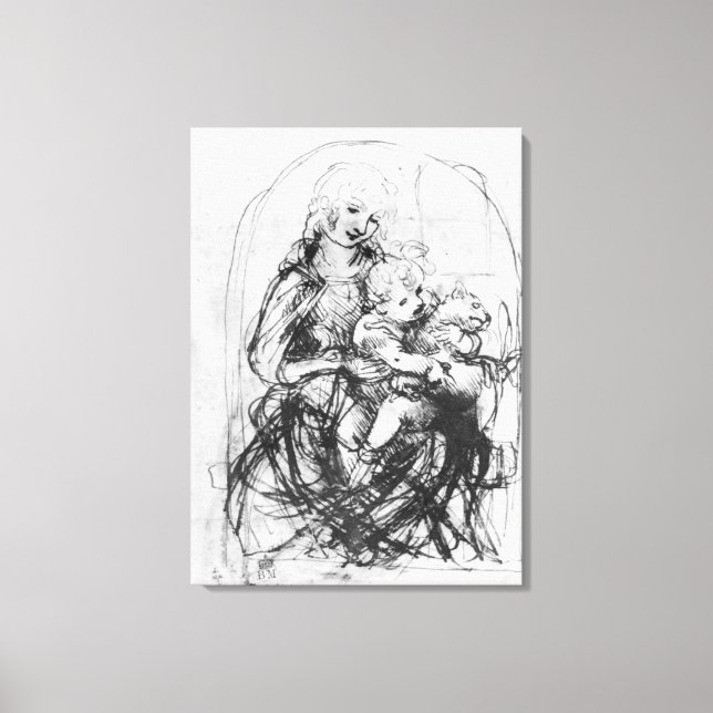 Study for a Madonna with a Cat, c.1478-80 Canvas Print (Front)