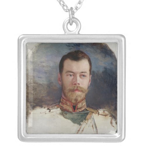 Study for a portrait of Tsar Nicholas II  1898 Silver Plated Necklace