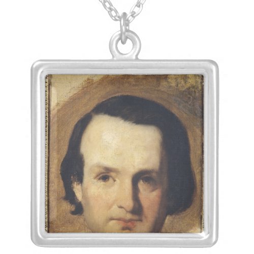 Study for a portrait of Victor Hugo  c1836 Silver Plated Necklace