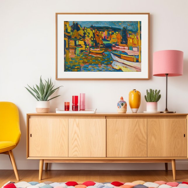 Study for Autumn Landscape with Boats | Kandinsky Framed Art (Creator Uploaded)