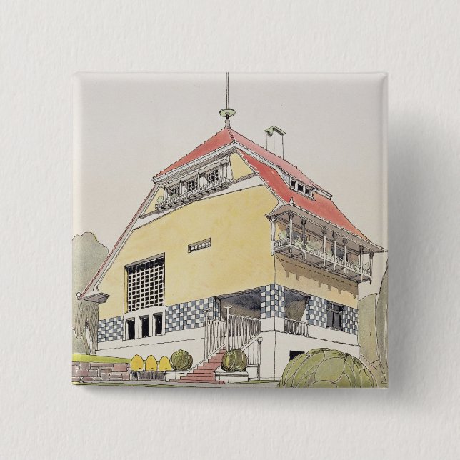 Study for Olbrich's House, Darmstadt, from 'Archit Pinback Button (Front)