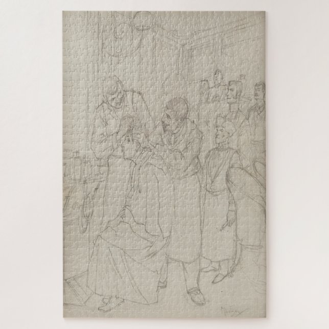 Study for Premier Shampooing d’Absalon by Mucha Jigsaw Puzzle (Vertical)