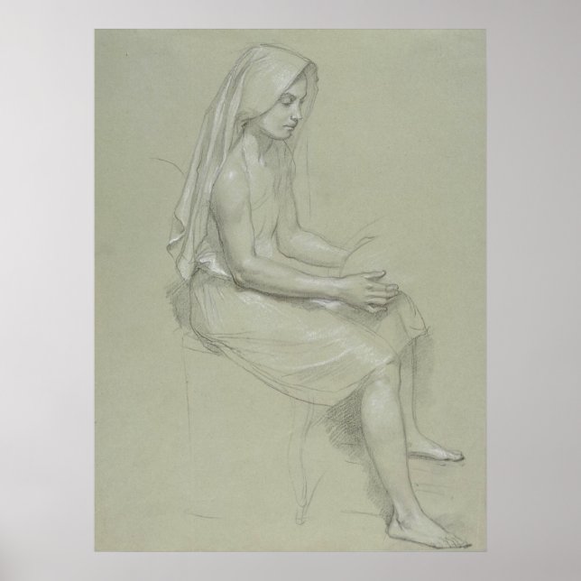 Study for Seated Female Figure by Bouguereau Poster (Front)