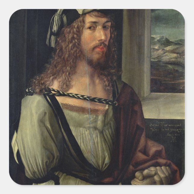 Study for Self Portrait with a Glove, c.1498 Square Sticker (Front)