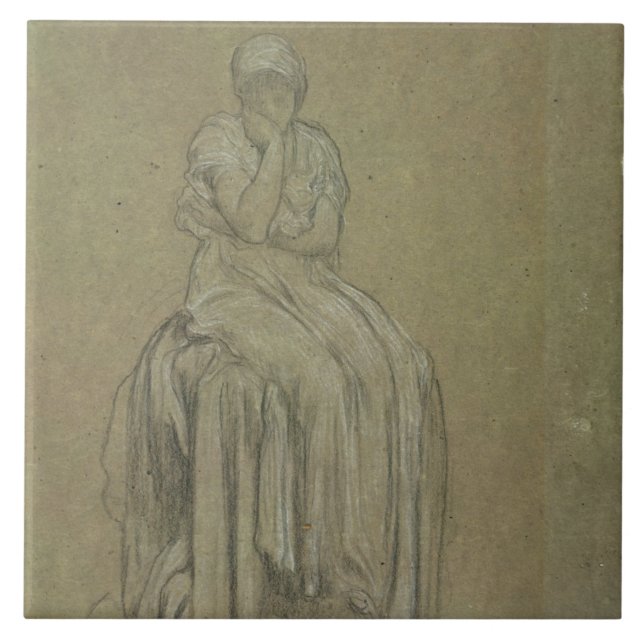 Study for Solitude, c.1890 (chalk on paper) Ceramic Tile (Front)