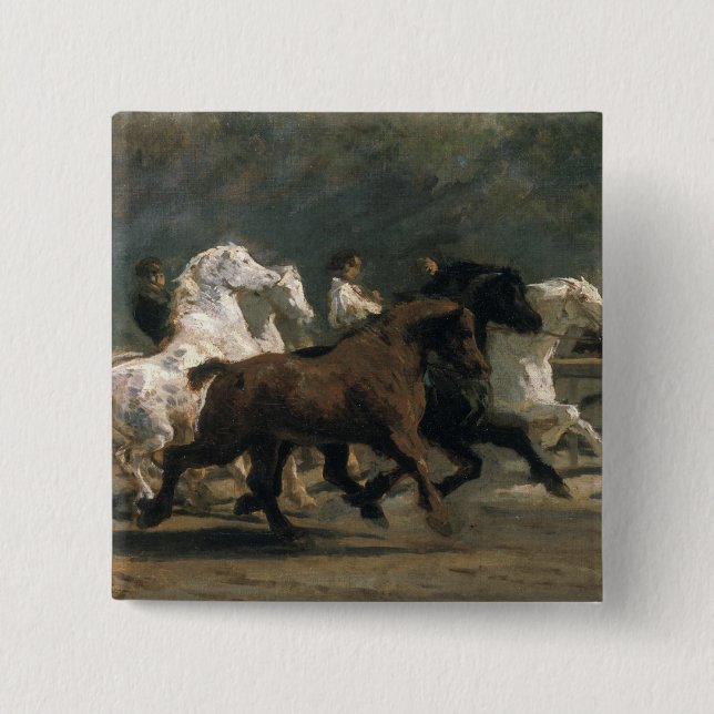 Study for the Horsemarket, 1900 Pinback Button (Front)