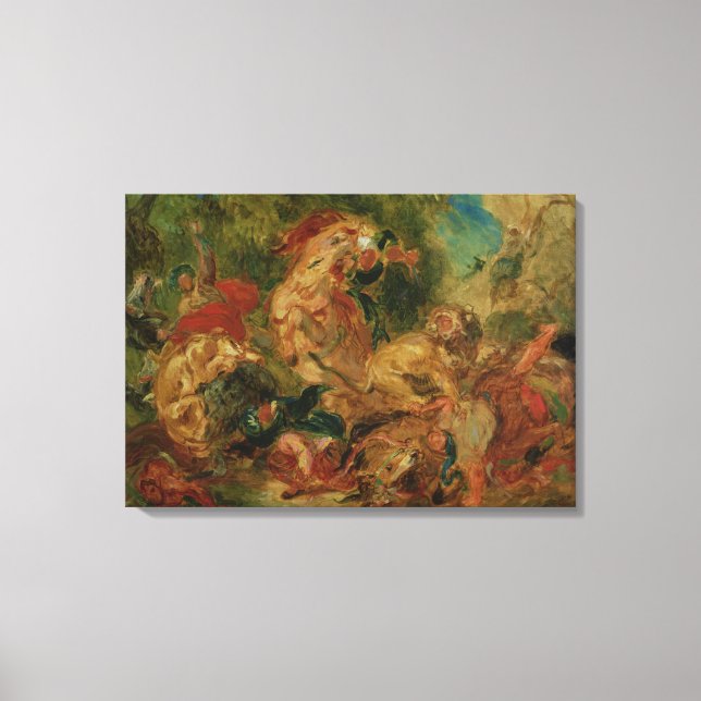 Study for The Lion Hunt, 1854 Canvas Print (Front)