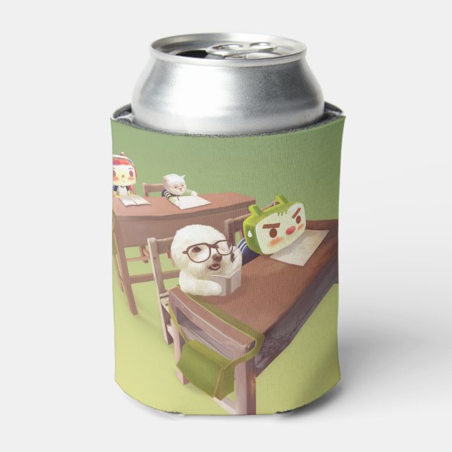 Study Hard: Smiling Bichon & Iron T School Can Cooler (Can Front)