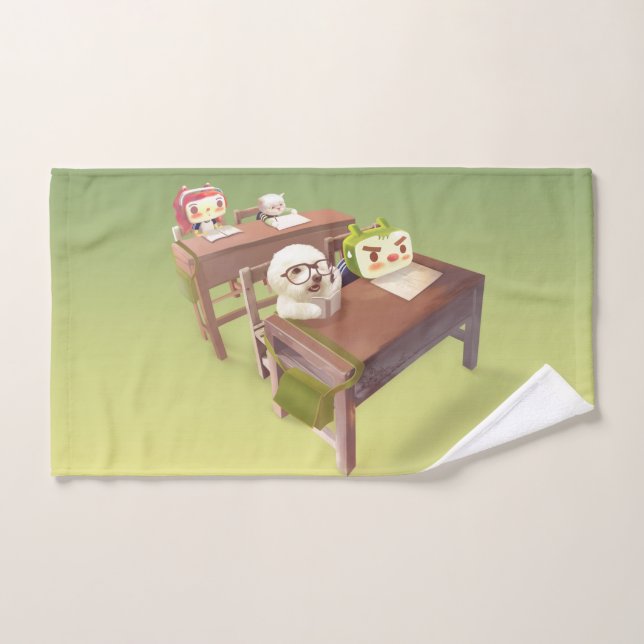 Study Hard: Smiling Bichon & Iron T School Hand Towel (Hand Towel)