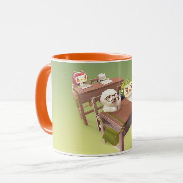Study Hard: Smiling Bichon & Iron T School Mug (Front Left)