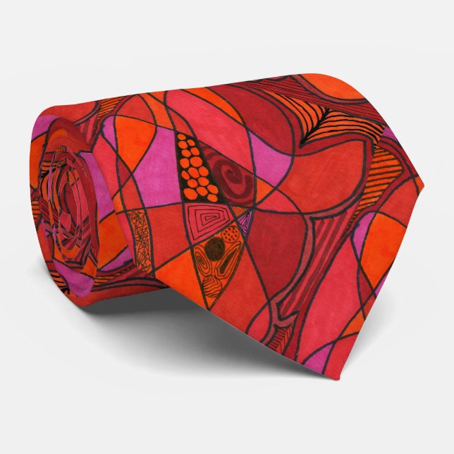 "Study In Reds" Abstract Design Tie (Rolled)