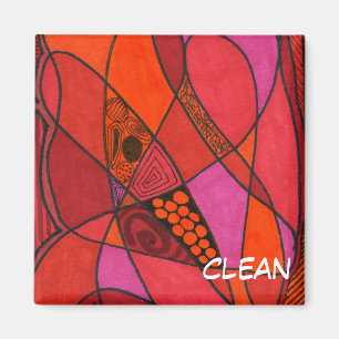 "Study in Reds" Abstract Dishwasher Status Magnet
