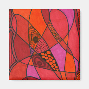 "Study In Reds" Abstract Magnet