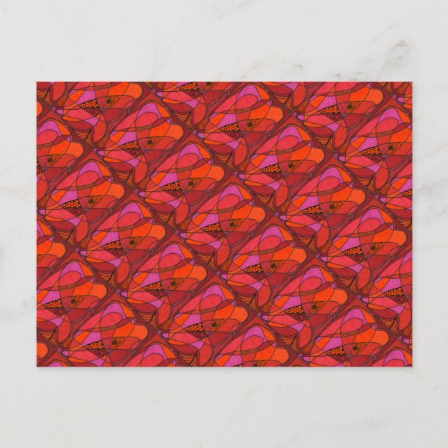 "Study in Reds" Tiled Image Abstract Postcard (Front)