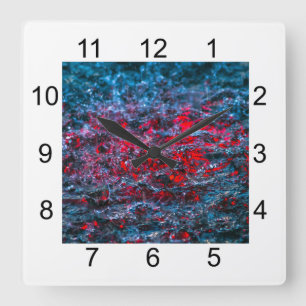 Study In Watercolor - Red Square Wall Clock