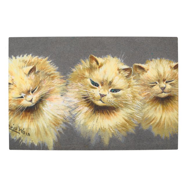 Study of a Cat's Head by Louis Wain Metal Print (Front)