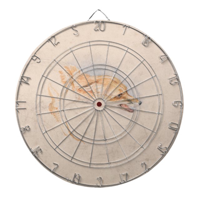 Study of a Crouching Fox (by John Frederick Lewis) Dart Board (Front)