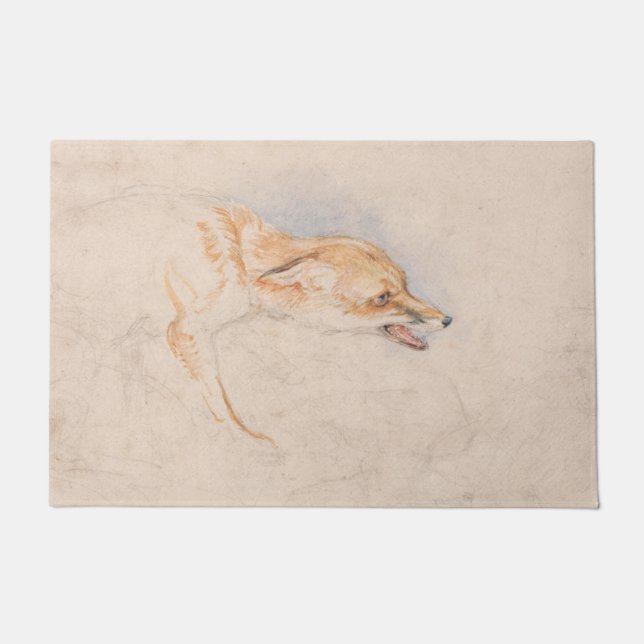 Study of a Crouching Fox (by John Frederick Lewis) Doormat (Front)