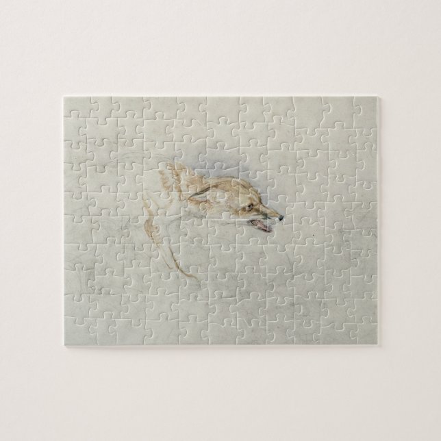 Study of a crouching Fox, facing right verso: fain Jigsaw Puzzle (Horizontal)