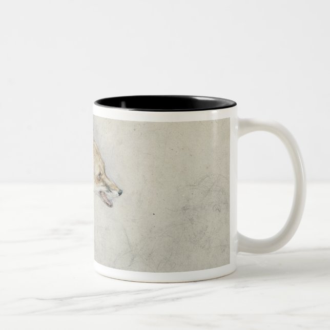 Study of a crouching Fox, facing right verso: fain Two-Tone Coffee Mug (Right)