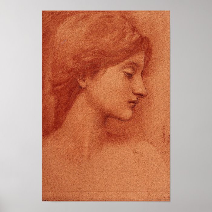 Study of a Female Head, Edward Burne Jones Poster