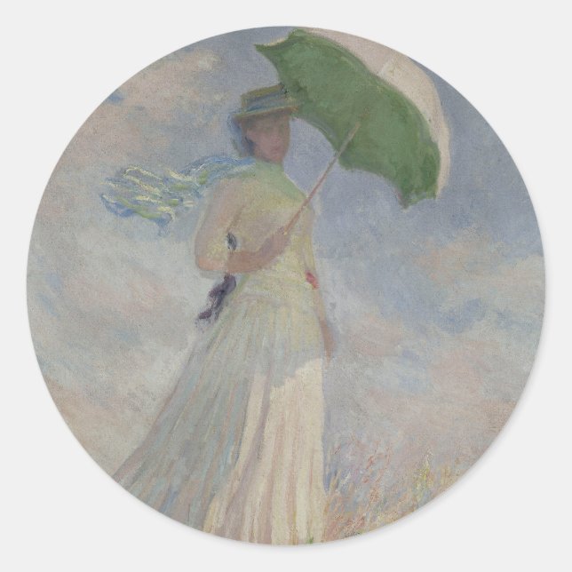 Study of a Figure Outdoors (Facing Right) Monet Classic Round Sticker (Front)