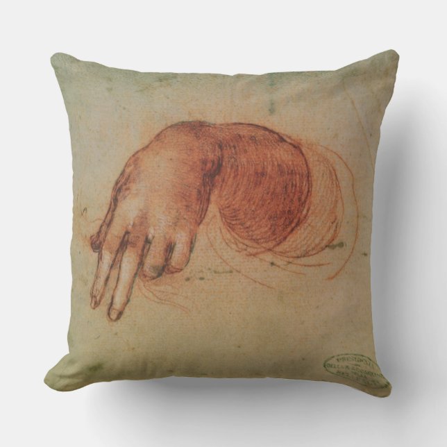 Study of a hand (red chalk on paper) throw pillow (Front)