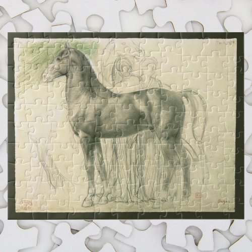 Study of a Horse by Edgar Degas Vintage Fine Art Jigsaw Puzzle
