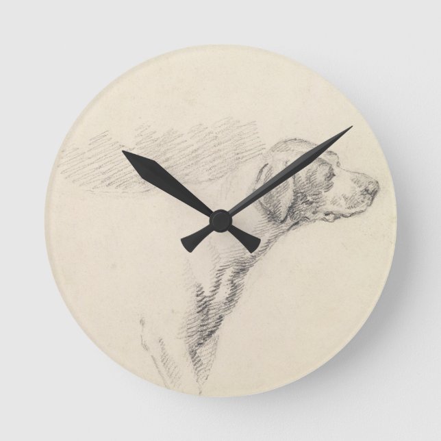 Study of a Hound, 1794 (pencil on paper) Round Clock (Front)