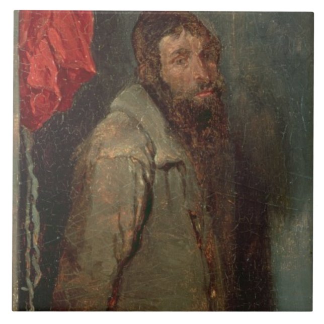 Study of a Jewish Merchant (oil on board) Ceramic Tile (Front)