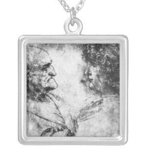 Study of a 'nutcracker' man and beautiful silver plated necklace