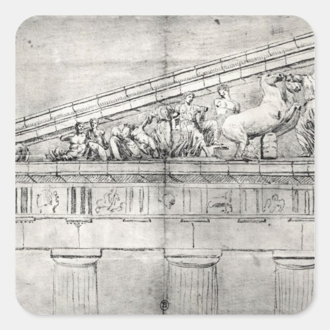 Study of a pediment from the Parthenon Square Sticker (Front)