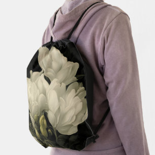 Study of a Peony Drawstring Bag