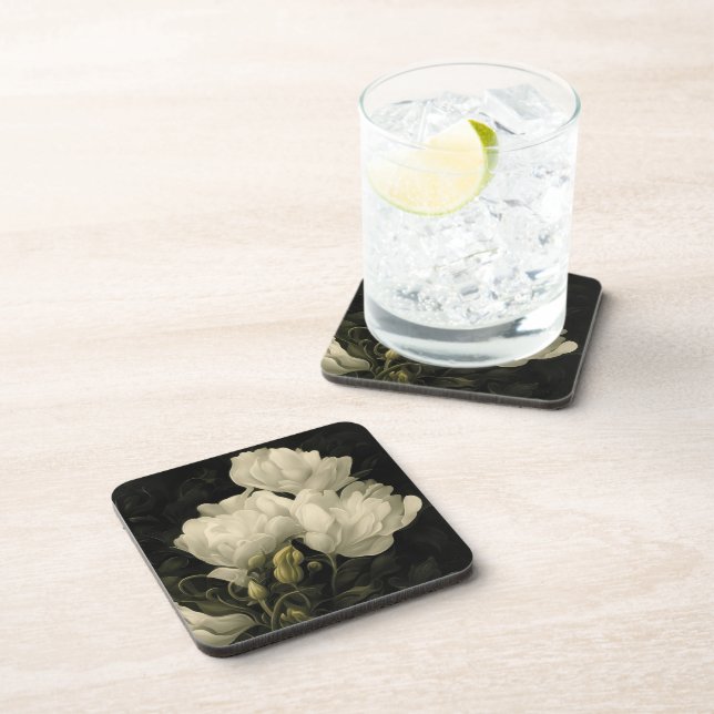 Study of a Peony Flower Beverage Coaster (Right Side)
