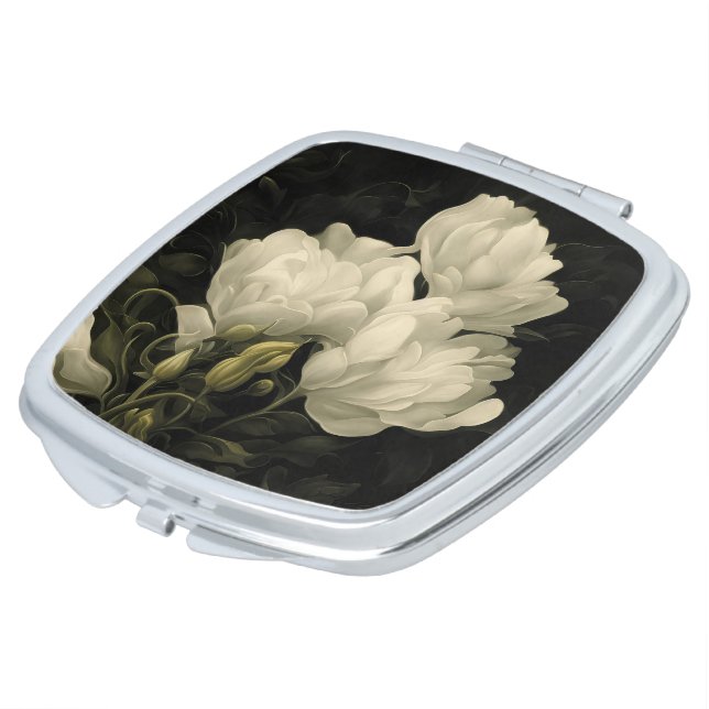 Study of a Peony Flower Compact Mirror (Turned)