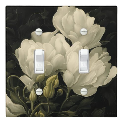 Study of a Peony Flower in White Light Switch Cover