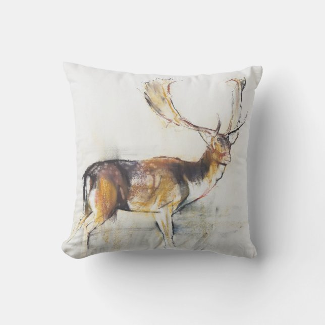 Study of a Stag Throw Pillow (Front)