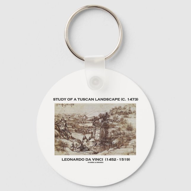 Study Of A Tuscan Landscape 1473 Leonardo da Vinci Keychain (Front)