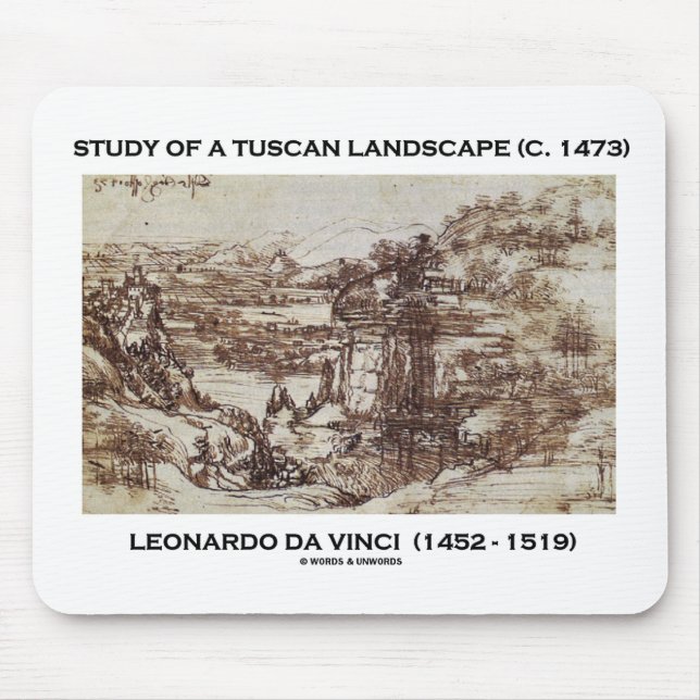 Study Of A Tuscan Landscape 1473 Leonardo da Vinci Mouse Pad (Front)
